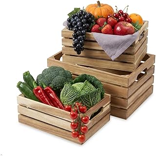 VICTORY RELAX Nesting Wood Storage Crates (Set of 3) - Light Natural Aca...