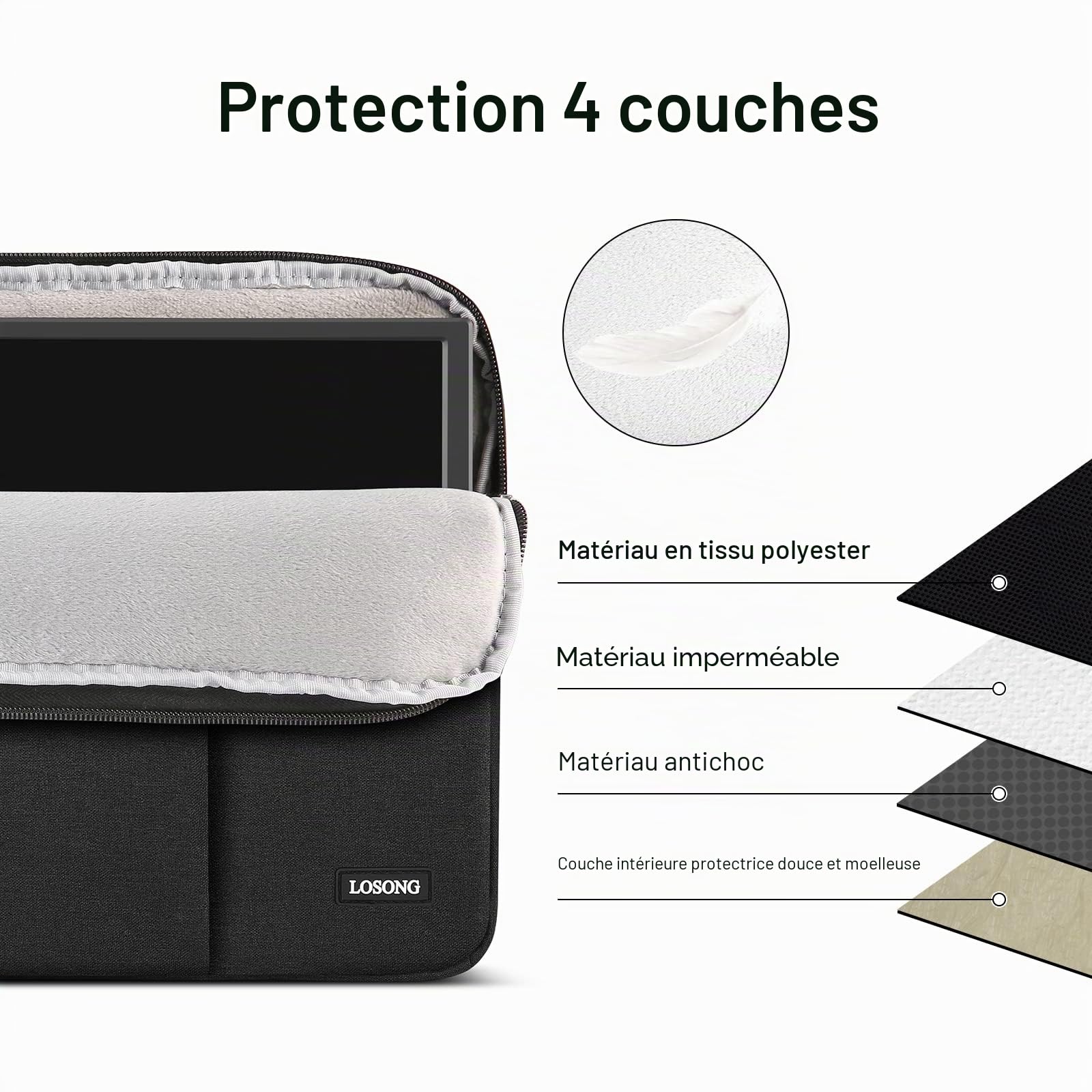Étui de protection pour moniteur portable de 15,6", housse de protection pour la plupart des écrans portables de 16,1/15,6", résistant à l'eau avec poche pour accessoires, taille 38,9 x 24,9 cm