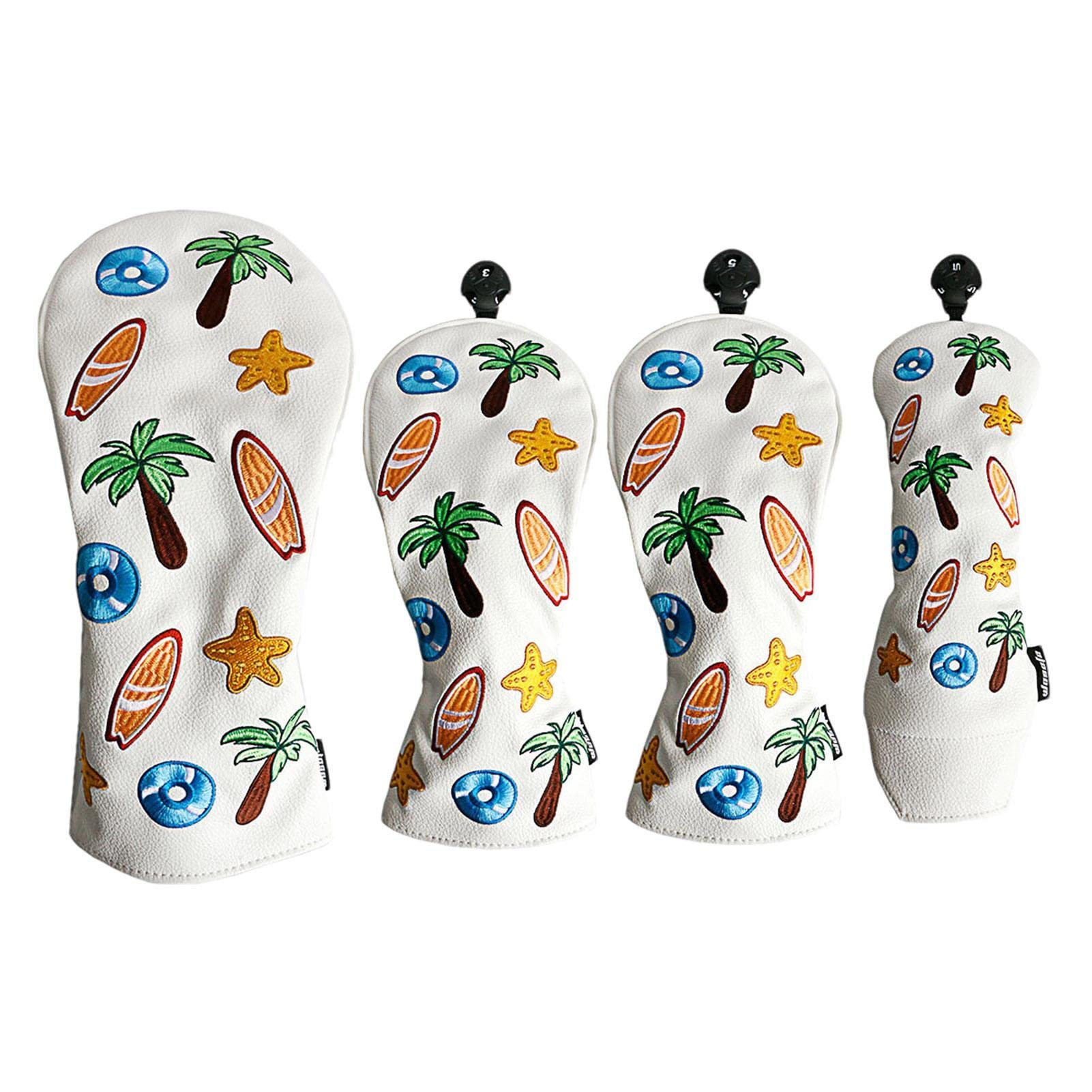 Golf Headcovers - Lightweight Golf Club Head Set 4-teilig | Golfclub Leder Headcovers Geeignet für Driver Wood, Fairway Wood und Hybrid (Ut) Abbto