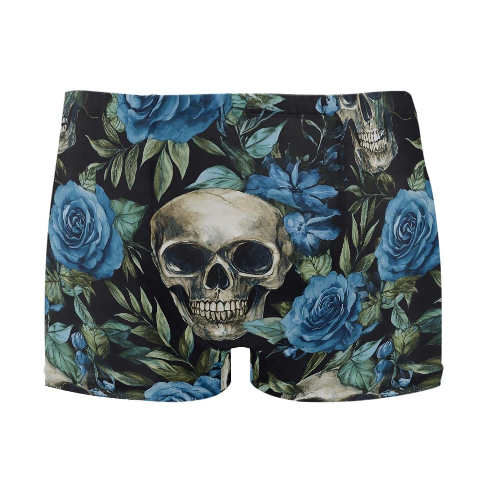 Men's Swim Briefs Sugar Skulls Blue Roses Swimsuit Swimwear Swim Trunk Square Leg for Men 3XL 202c0082