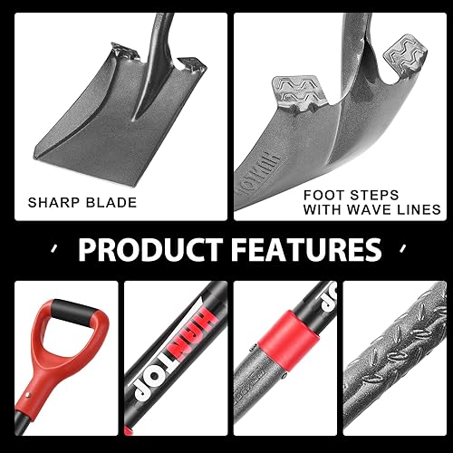 Miniatura 4 de HANTOP Pala de transferencia resistente Pala multifuncional Pala cuadrada Pala plana para jardinería limpieza de bordes, 43 pulgadas