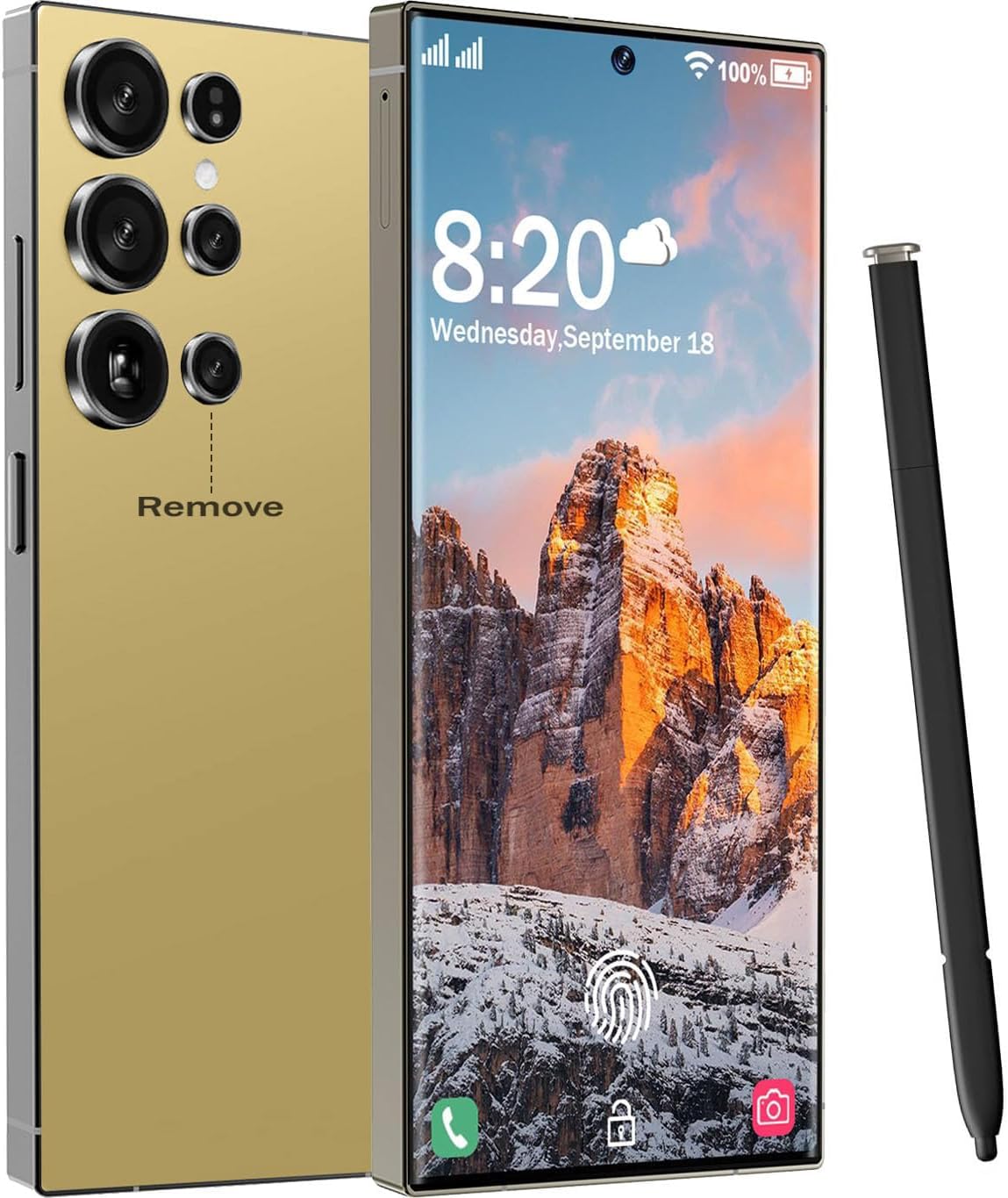 I25 Ultra Unlocked Cell Phone, 12+512GB Unlocked Phone 7000mAh Long Battery Life Smartphone,Built in Pen,6.8″ HD Screen,5G/Dual SIM/Fingerprint Unlock/Face ID (Gold)