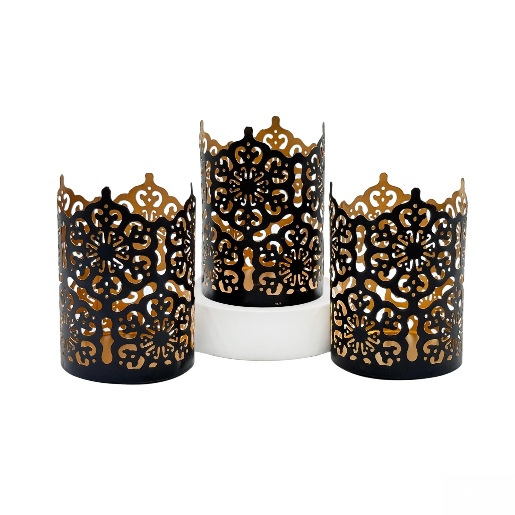 Amazon.com: Hosley Set of 3 Black Finish Metal Candle Holders 4 Inch ...