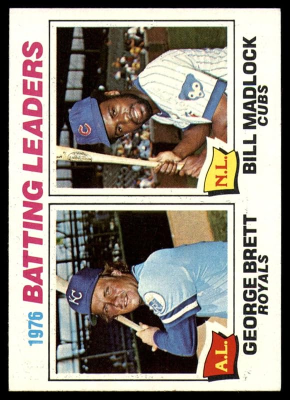 1977 Topps #1 George Brett/Bill Madlock Kansas City Royals/Chicago Cubs Batting Leaders MLB Baseball Card NM Near Mint