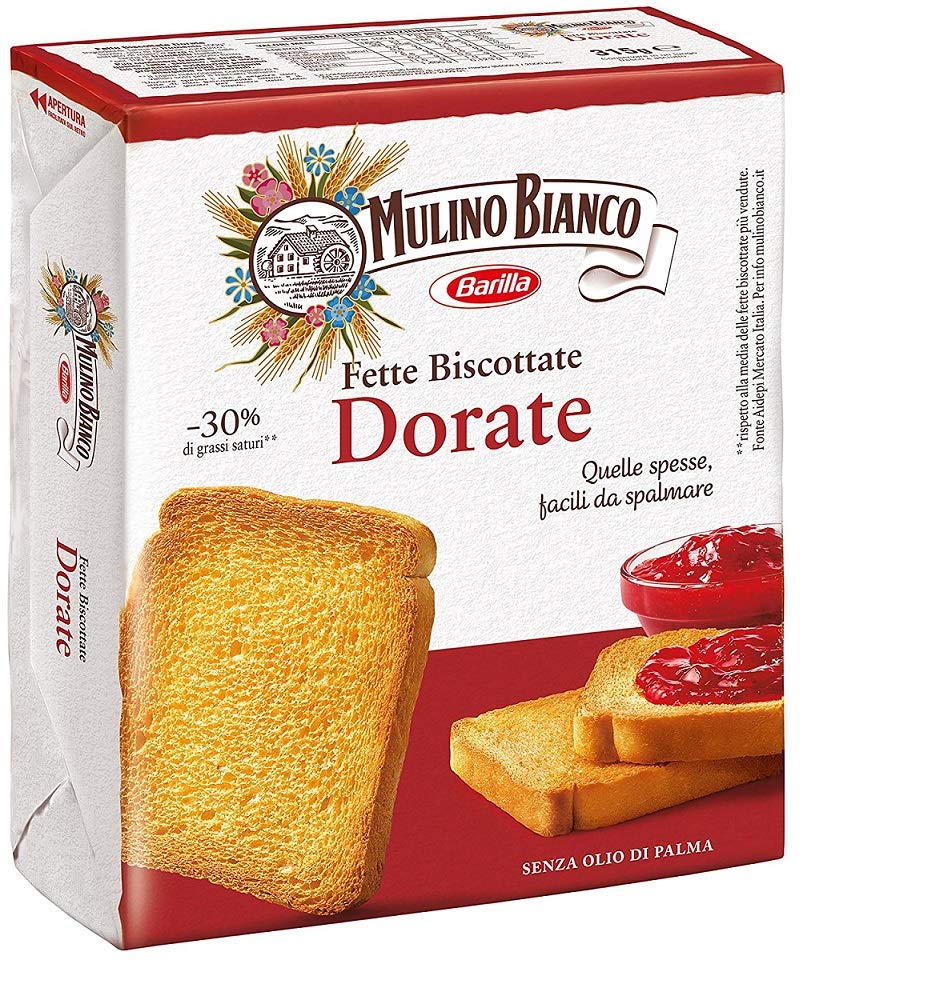 6X Mulino Bianco Fette Biscottate Le Dorate Rusk Breakfast Biscuits Baked Bread 315g