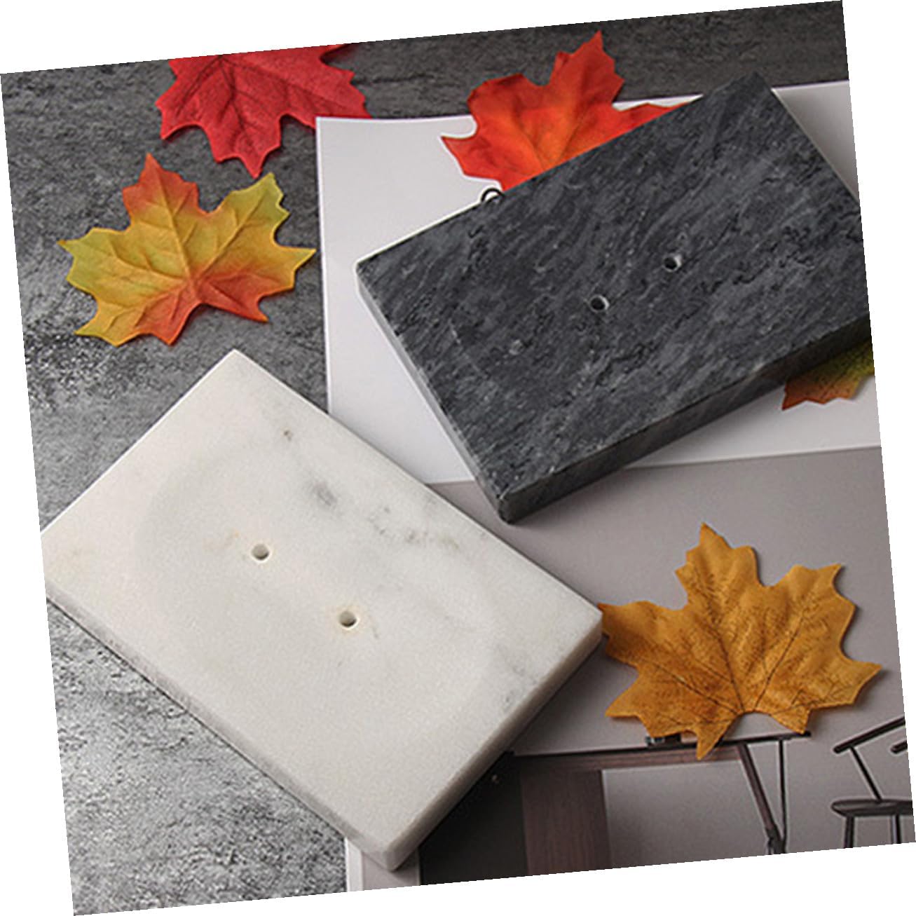 Creative Marble Soap Dish Grey with Draining Design Minimalist Bathroom Soap Holder Box for Shower Bathtub Sink Easy to Clean for Dry Storage