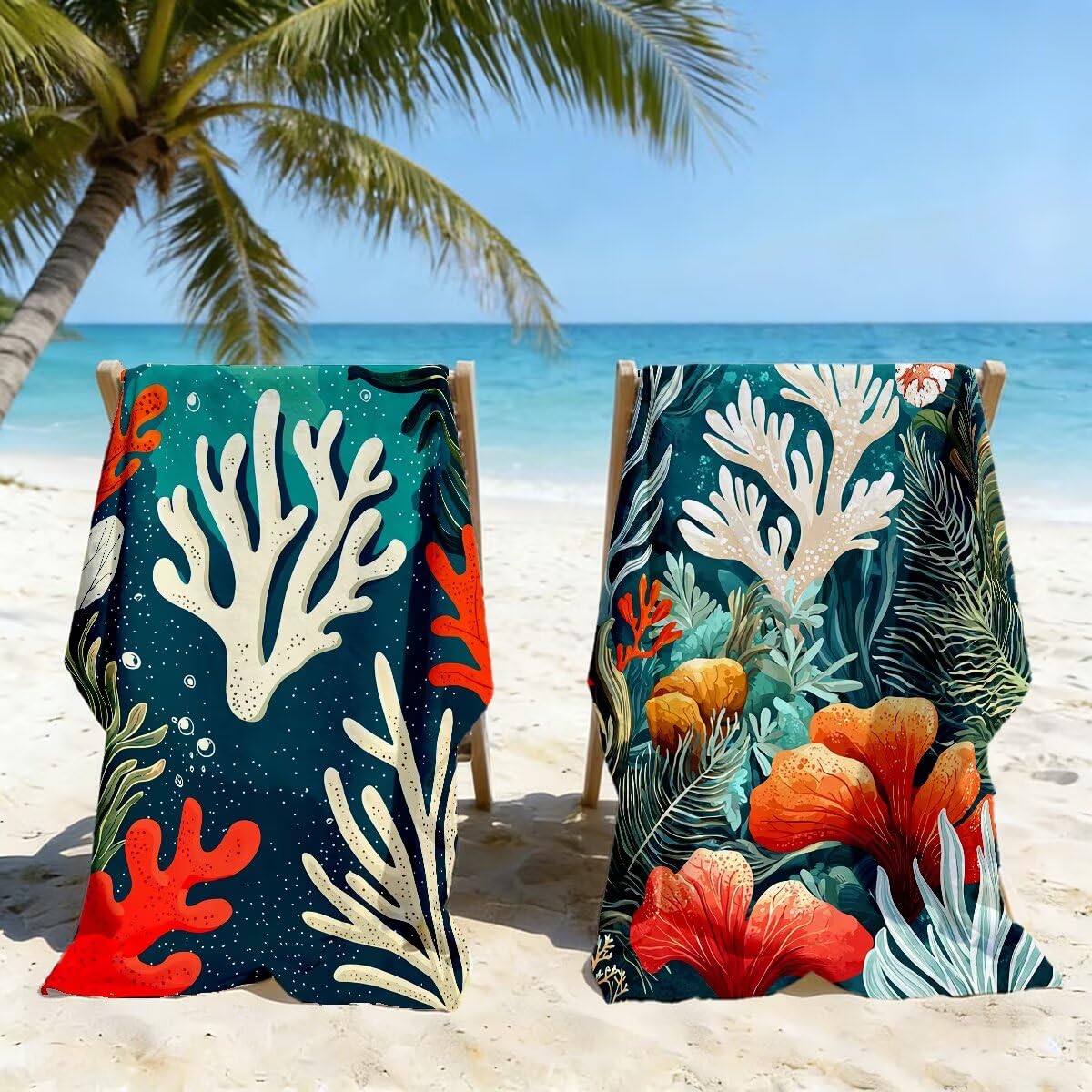 Ręcznik plażowy z mikrofibry, zestaw 2 dużych ręczników kąpielowych 100x220 cm, szybkoschnący, koralowy ręcznik kąpielowy, ręczniki plażowe, sportowe ręczniki z mikrofibry do podróży -4738