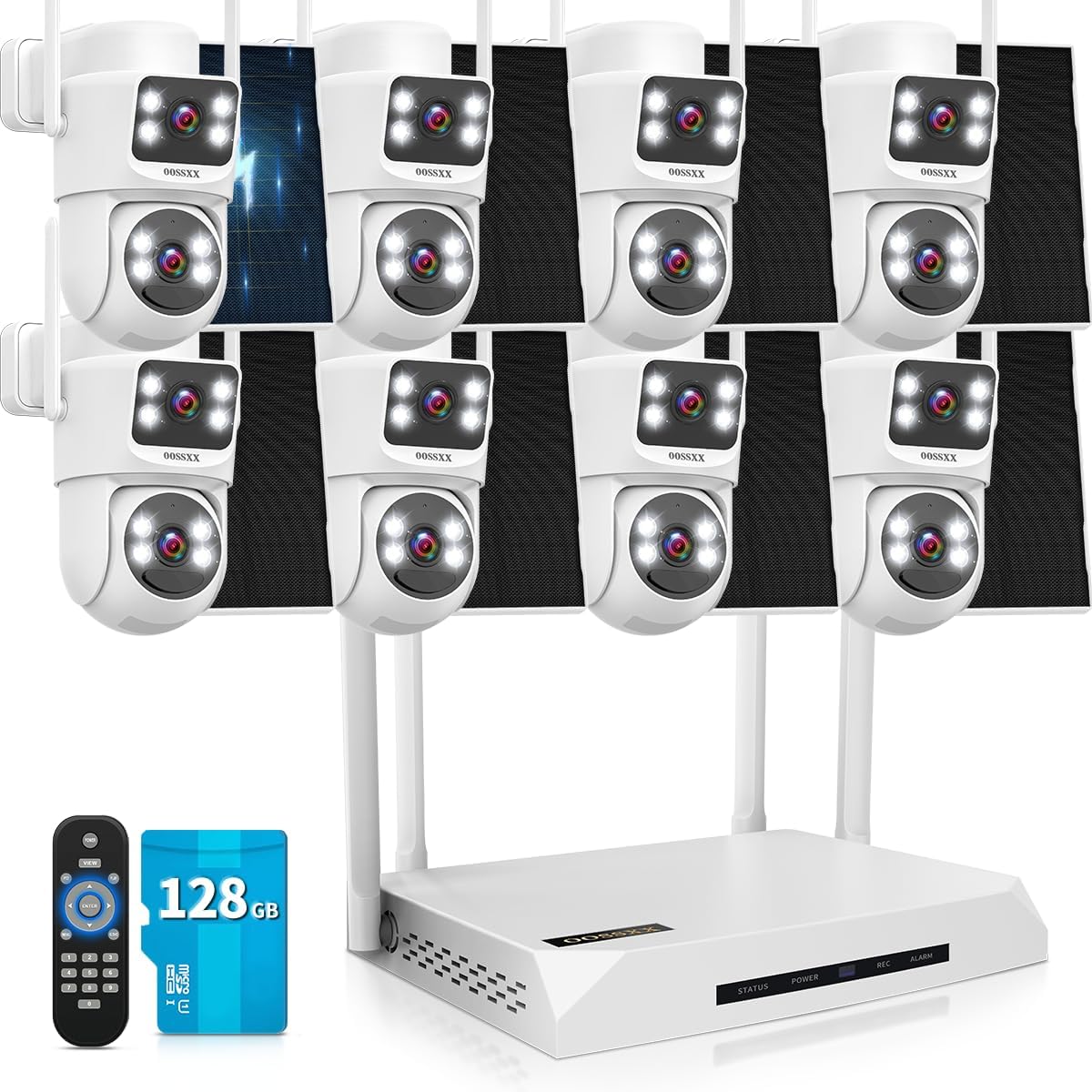 OOSSXX (Wire Free Dual Lens Solar Outdoor Wireless Security Camera System Battery Video Surveillance WiFi Cameras Systems