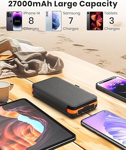 Miniatura 7 de FEELLE 27000mAh Banco de energía portátil USB C entrada y salida PD carga rápidacargador solar banco de energía 27000mAh 22.5W carga rápida banco de