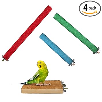 GAGILAND Parrot Bird Perch Stand Natural Wood Platform Paw Grinding Stick for Parakeet Cockatiels Lovebirds Bird Cage Accessories