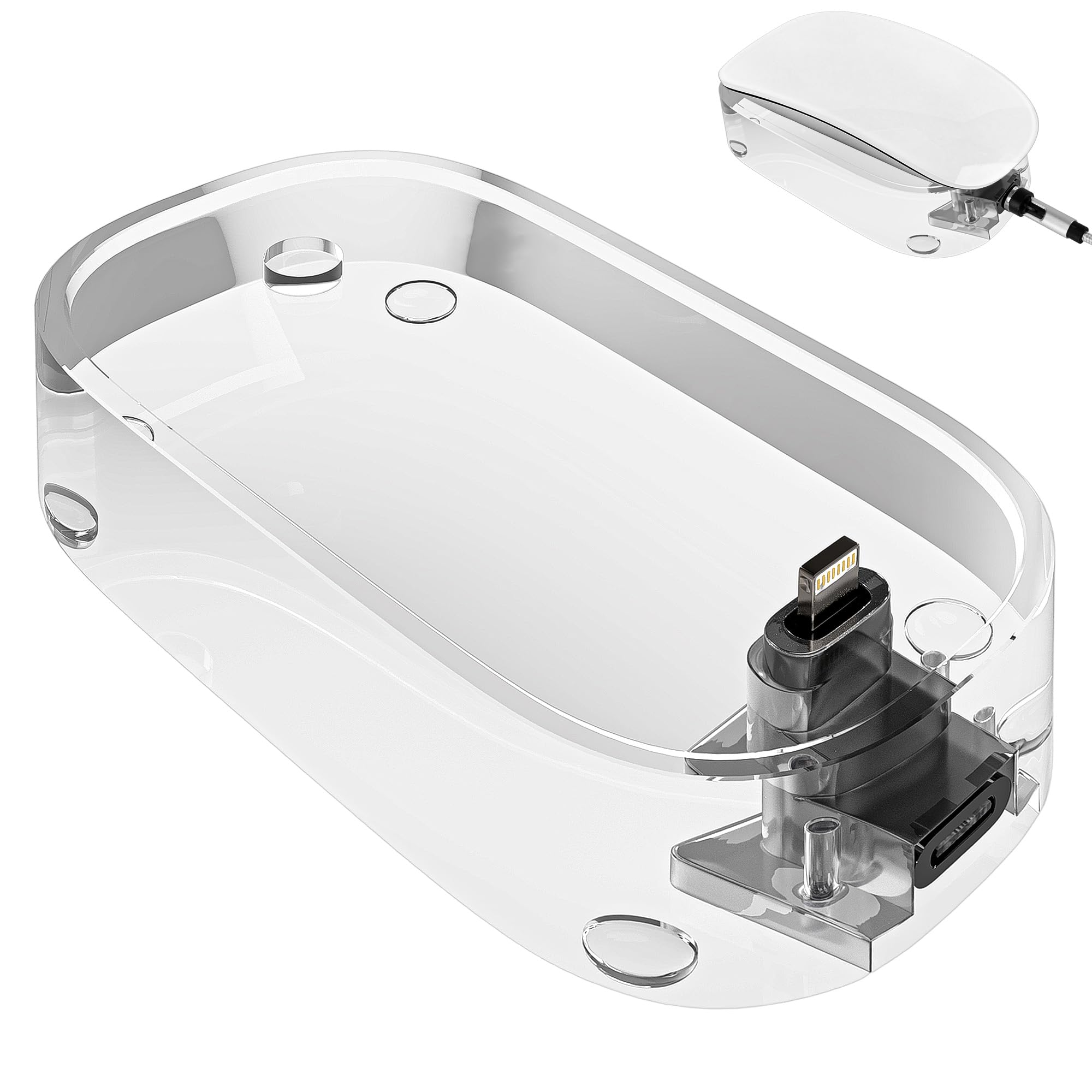 Geekria Mouse Charging Station, Acrylic Mouse Charging Stand, Compatible with Apple Magic Mouse (Lightning), Magic Mouse Accessory (Transparent)-image-41