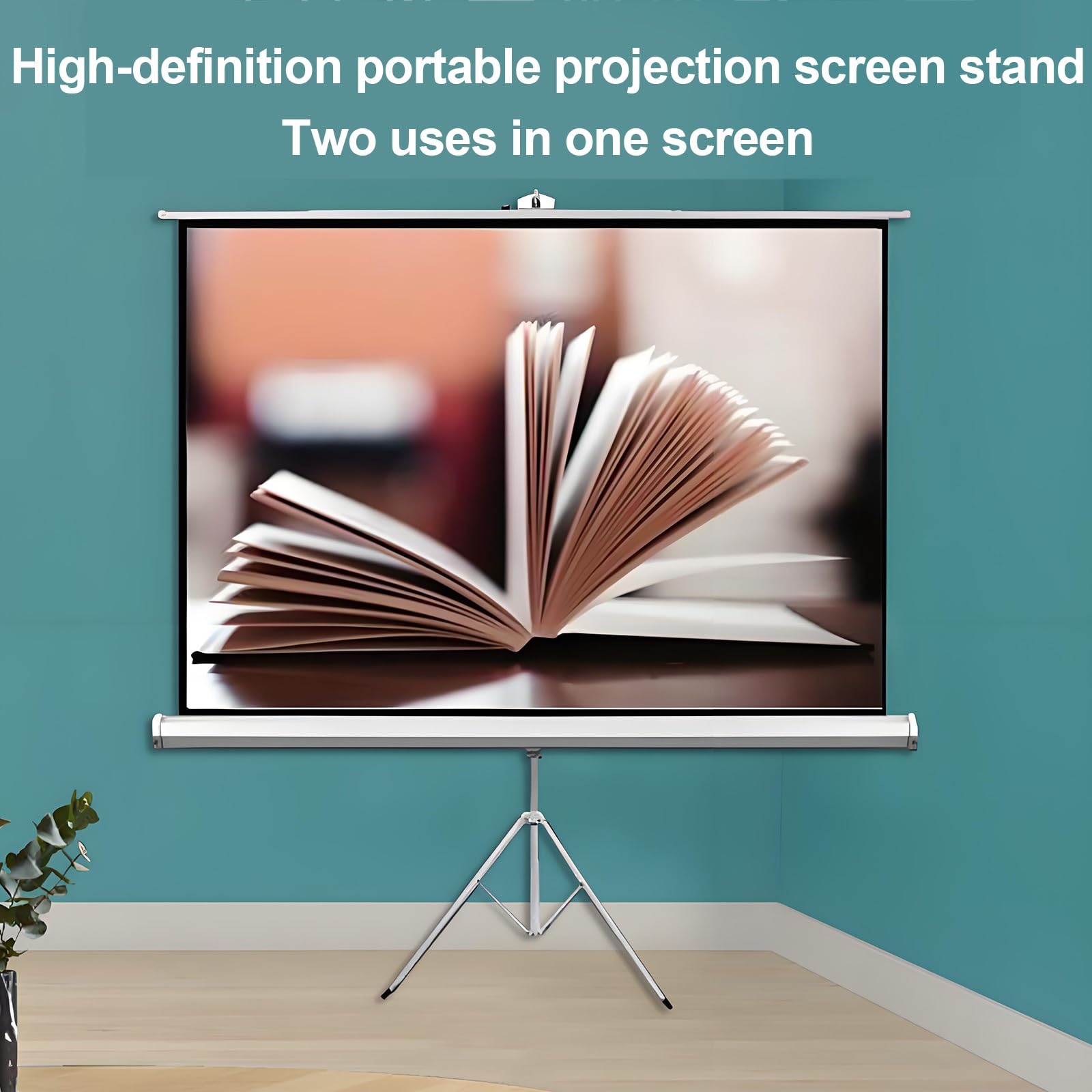 Ekran Projekcyjny ze Statywem PVC o Wysokiej Rozdzielczości 4K Regulowana Wysokość Przenośny Ekran Projekcyjny Składany Nadaje Się do Użytku Na Kempingu I w Salach(120 * 90cm)
