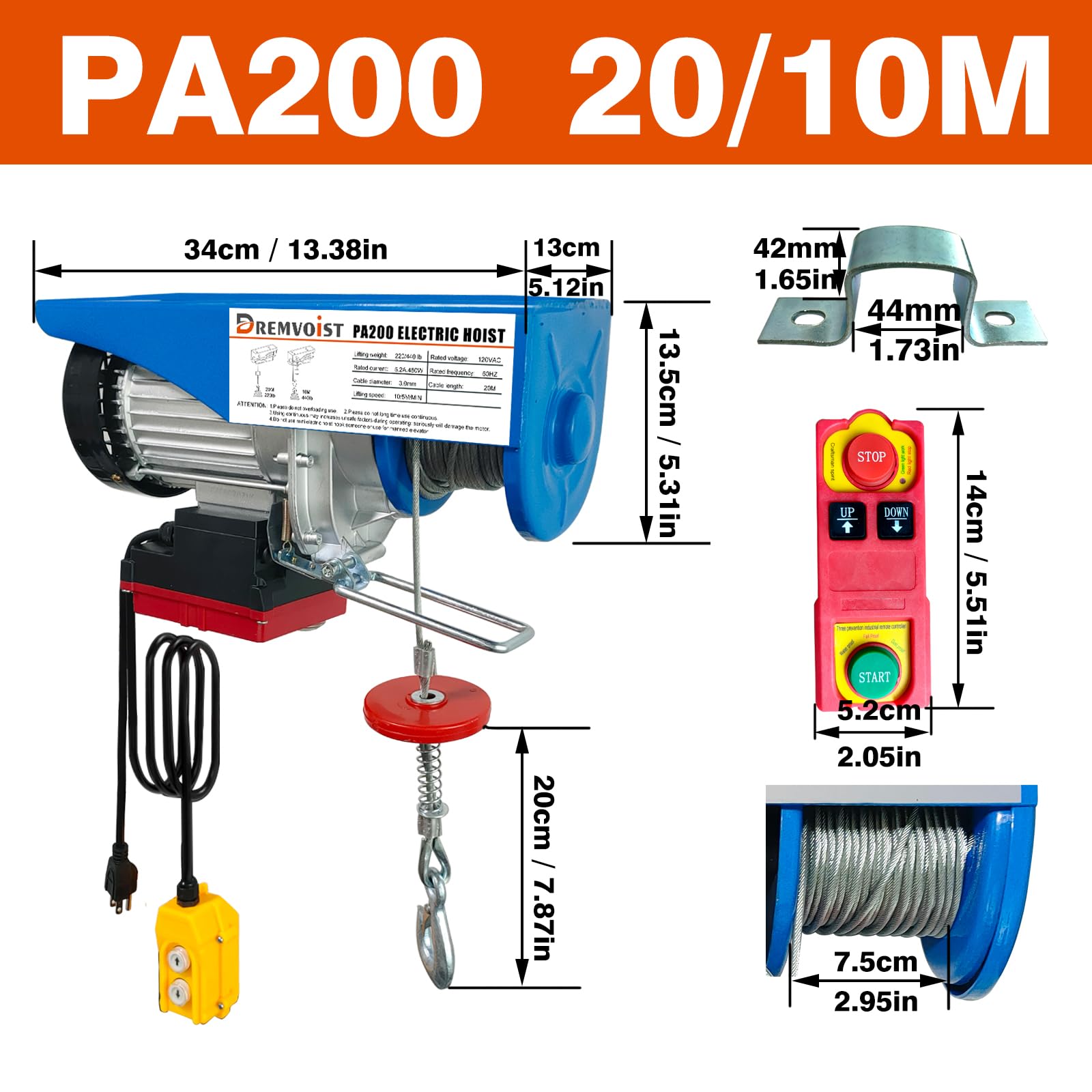 Electric Hoist 440 LBS - Remote Control -9