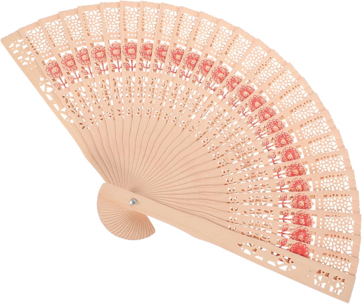 SOLUSTRE 50pcs Folding Hand Fans with Organza Bags, Vintage Hollowed Sunflower Design, Lightweight Wedding Favors for Guests, Bridal Party Accessories, 8-inch Portable Fans