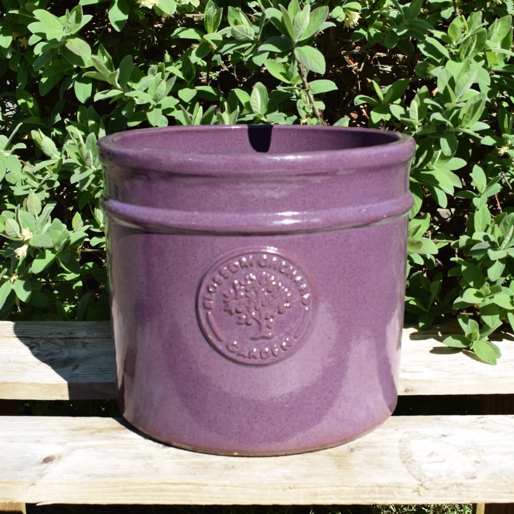 Bedwen Plants Glazed Cylinder Planter - Blossom Orchard (Plum Purple, Large) - Indoor Outdoor Garden Pot