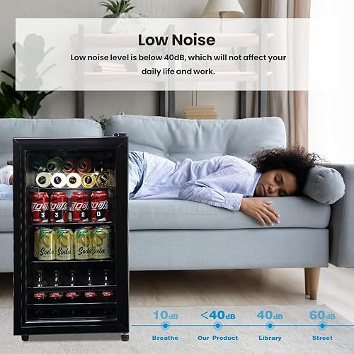 Miniatura 6 de Mini refrigerador con puerta de vidrio, refrigerador pequeño de bebidas de 3.0 pies cúbicos para dormitorio, oficina, bar, sala de estar, caravana,