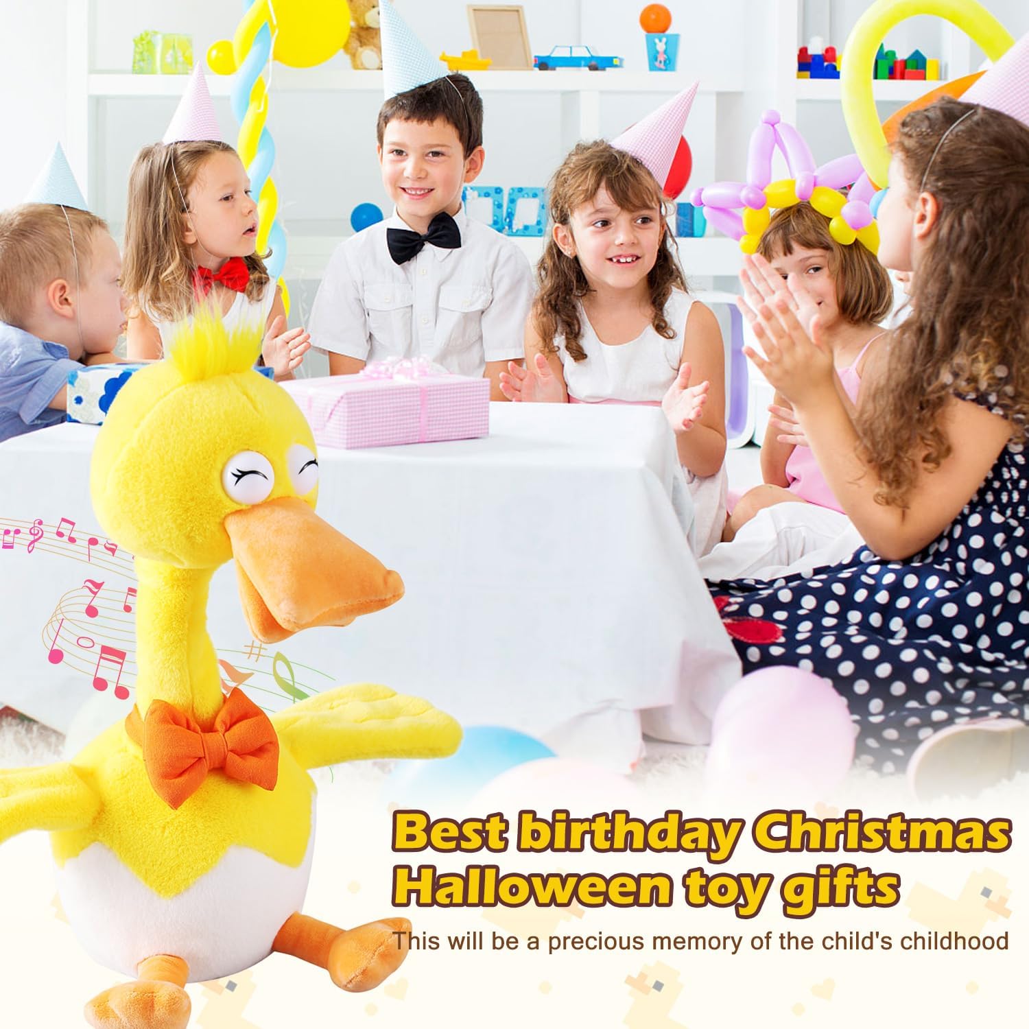 13" Eggshell Talking Dancing Duck, Repeating What You Say Mimicking Recording Plush Baby Toy Musical Songs Singing Talking Glowing Animated Twisting Gifts of Lighting Up Funny Toys for Toddler Kids
