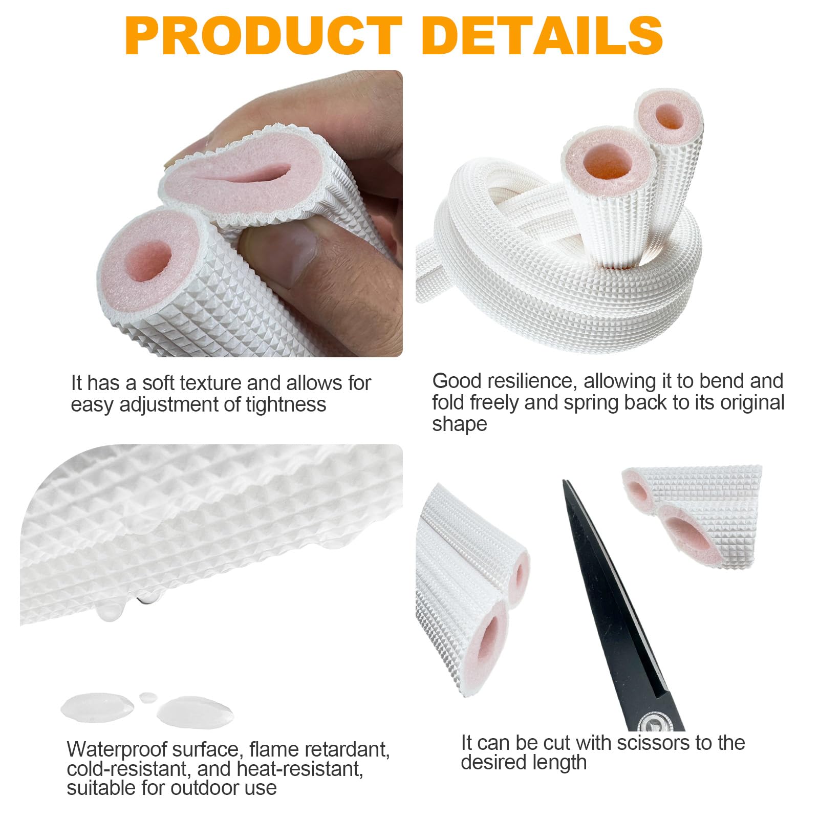 Collettore condensa per tubi in rame, tubo isolante in schiuma, adatto per tubi in rame con diametro esterno da 1/4", 1/2", 3 m, bianco, 1,5 p