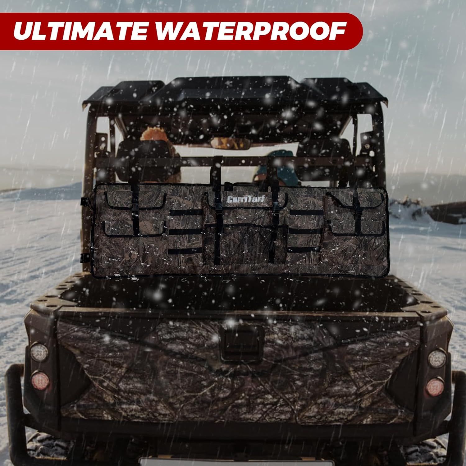 Double UTV Gun Bag Rack - Heavy Duty Waterproof Design for All-Weather Protection with Thick Foam Padding, Secure and Durable, Ideal for Outdoor Gear, Secure Storage on UTV