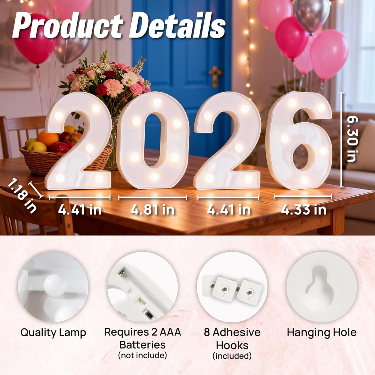 2026 Light Up Letters Graduation Decorations 2026 2026 Light Up Numbers Graduation Party Supplies Senior Table Decorations 2026 (White)