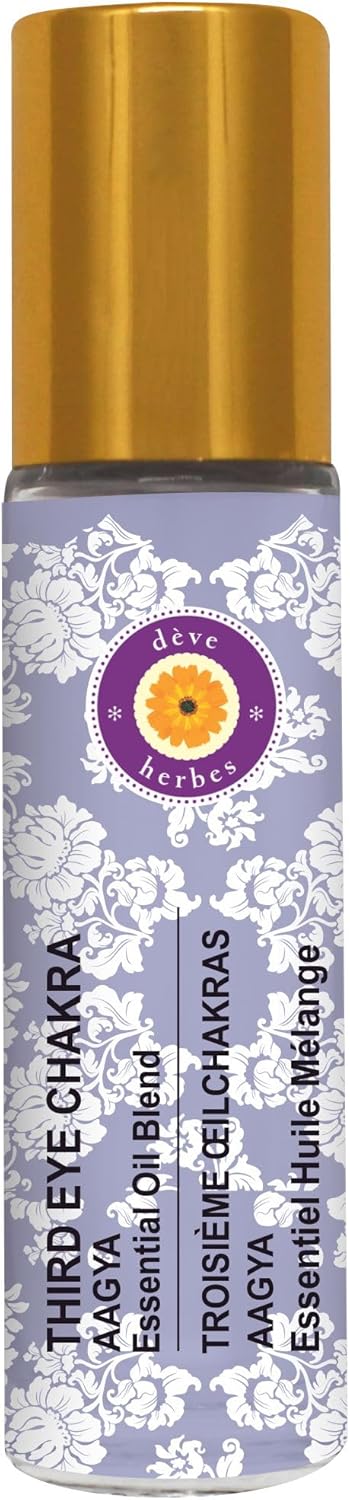 dève herbes Third Eye Chakra Oil (Ajna) Ideal for Meditation, Purification, Yoga, Chakra Alignment, Relaxation, Healing & Rituals, 8ml (0.27 oz)