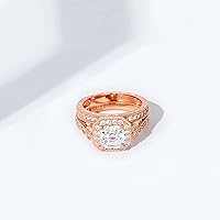 Vista 5 de Tienda Essentials Platinum or Gold Plated Sterling Silver Antique Ring set with Asscher-Cut Infinite Elements Cubic Zirconia