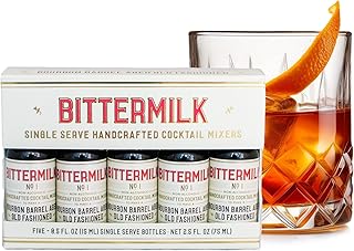 Bittermilk Single Serve No.1 Bourbon Barrel Aged Old Fashioned Mix – Old Fashion Kit – Cocktail Bitters Set - Mini Cocktail Mixers - Each Bottle Makes One Cocktail - 5-Pack