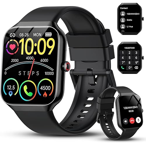 Smart Watch for Men Women, 1.96" Smartwatch (Answer/Make Call), Fitness Tracker IP68 Waterproof, 100+ Sport Modes, Heart Rate and Sleep Monitor, Pedometer, Smartwatches for Android iOS