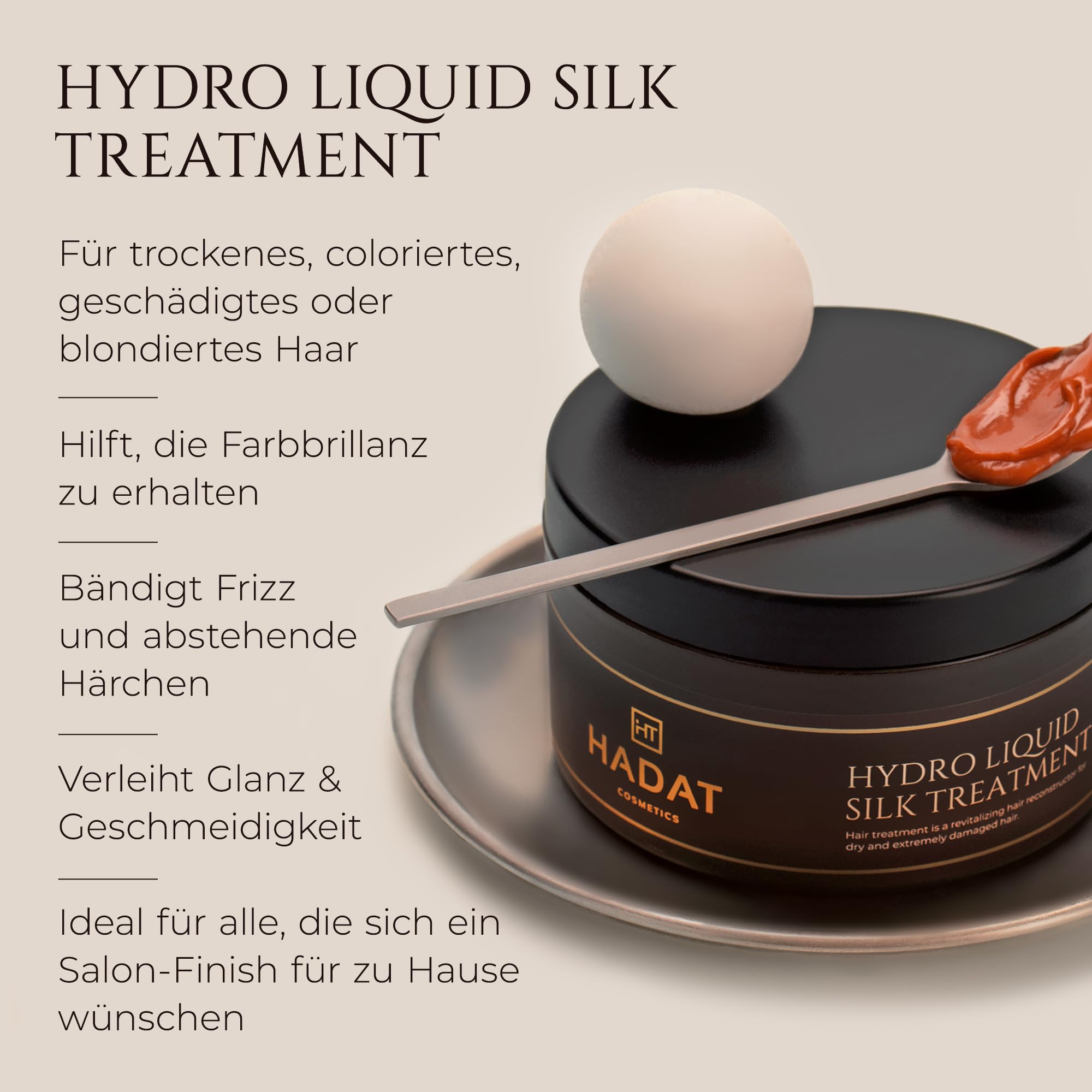 HADAT Liquid Silk Treatment Haarmaske – Tiefenpflege für trockenes & geschädigtes Haar – Intensive Feuchtigkeit, Glanz & Geschmeidigkeit mit Macadamia- & Arganöl – Made in Israel – 300 ml