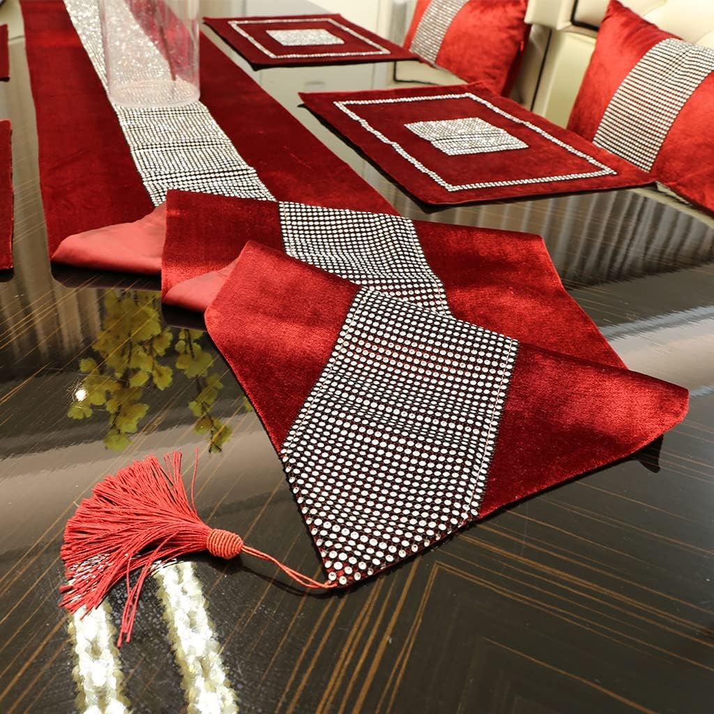Table Runner Black Rhinestones Table Runner for Home Wedding Party Decoration(D,32*210cm)