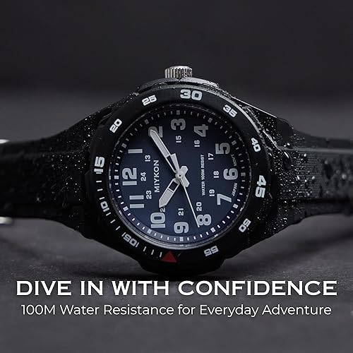 Miniatura 6 de Miykon Black Analog Sports Dive Watches for Men 100M Waterproof Watch with Rotating Bezel, Tactical Swiss Army Field Watch with Military Time