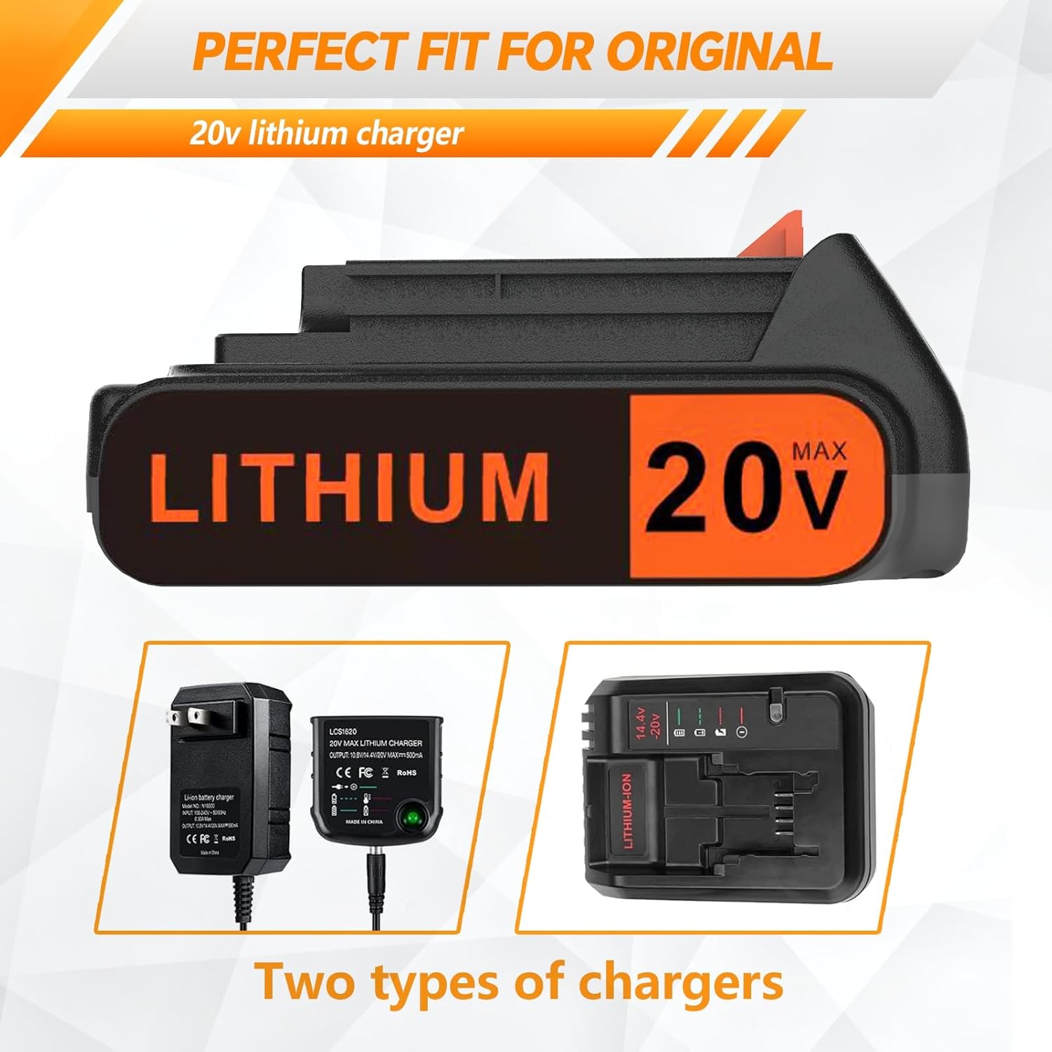 20 Volt MAX 2.0AH Lithium-Ion Battery Replacement for Black+Decker 20V Battery，Compatible with All Power 20V Black and Decker Power+ Tools - Image 5