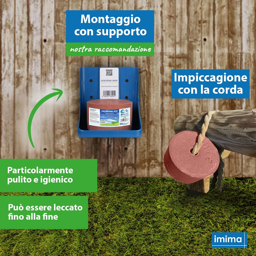 Mineral Lick Horse PREMIUMBLOCK Set di pietre saline 4 x 3 kg - Pietre saline per cavalli, pecore, capre, selvaggina e bovini - Pietra minerale per leccare il sale