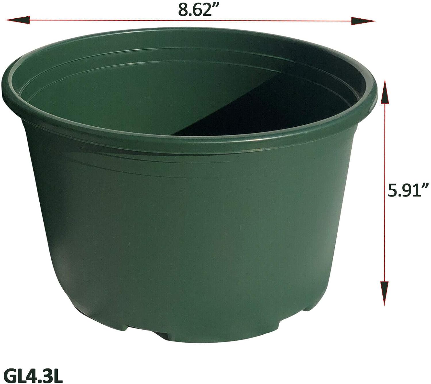 6 Sets / 1.8 Gallon Diameter 8.6" Green Plastic Shallow Pots with Tray for Flower, Succulents Plants in Garden Outdoor Indoor