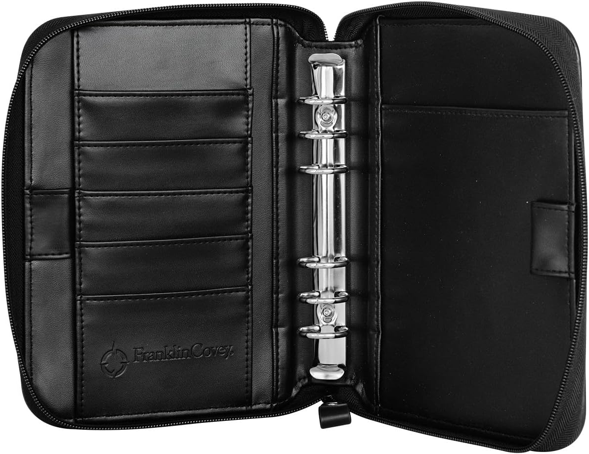 FranklinCovey - Spacemaker Ring-Bound Binder for FranklinCovey Planners | Simulated Leather - Zipper Binder (Compact, Black)