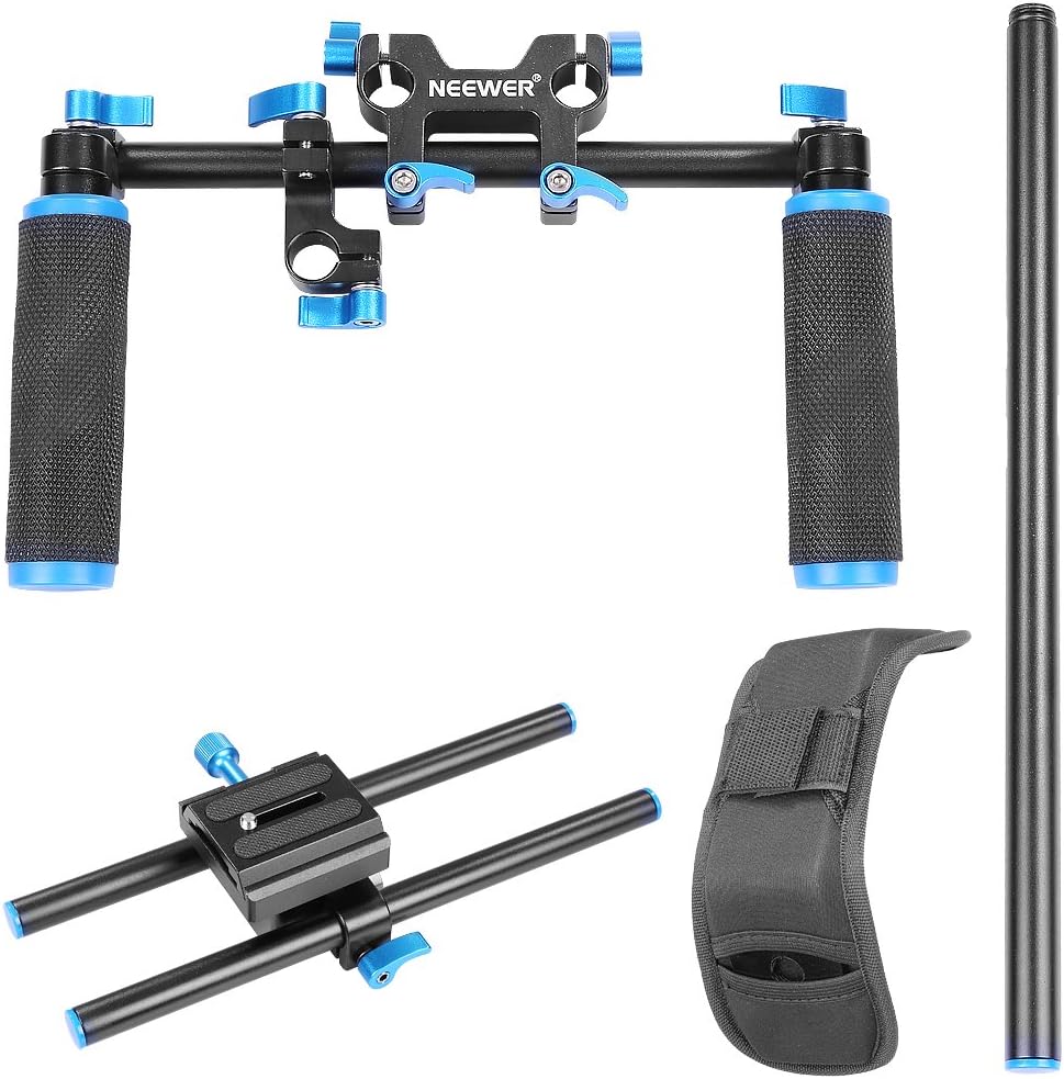 NEEWER® DSLR Shoulder Mount Support Rig with Camera/Camcorder Mount Slider, Shoulder Lift Set, Double-hand Handgrip and C-shaped Holder Set For All Video Cameras and DV Camcorders