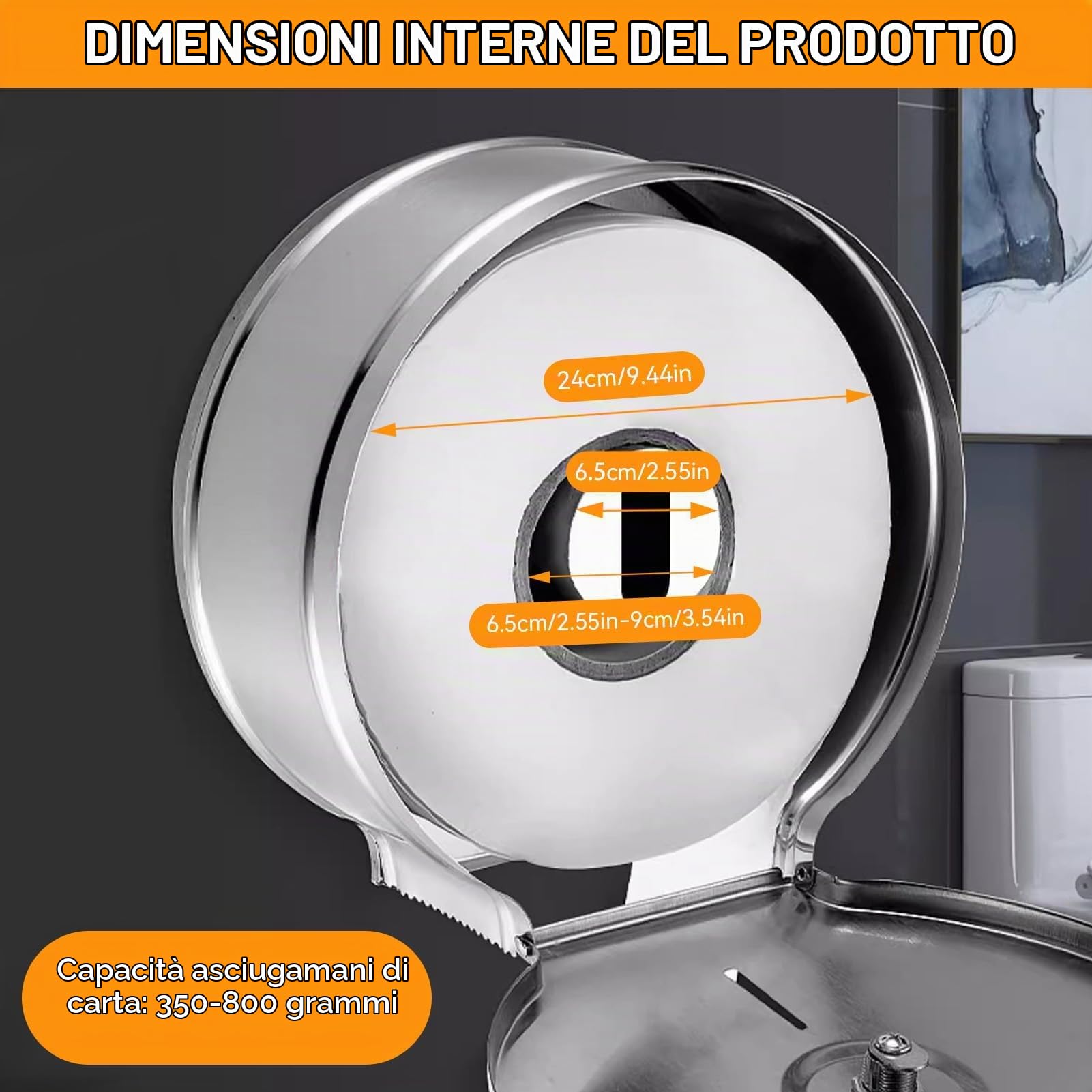 HERCHR Dispenser di Carta Igienica Jumbo a Rotolo Singolo, Dispenser Carta Asciugamani Commerciale, Chiave di Blocco Porta Carta Igienica in Acciaio Inossidabile per Uso Commerciale O Domestico