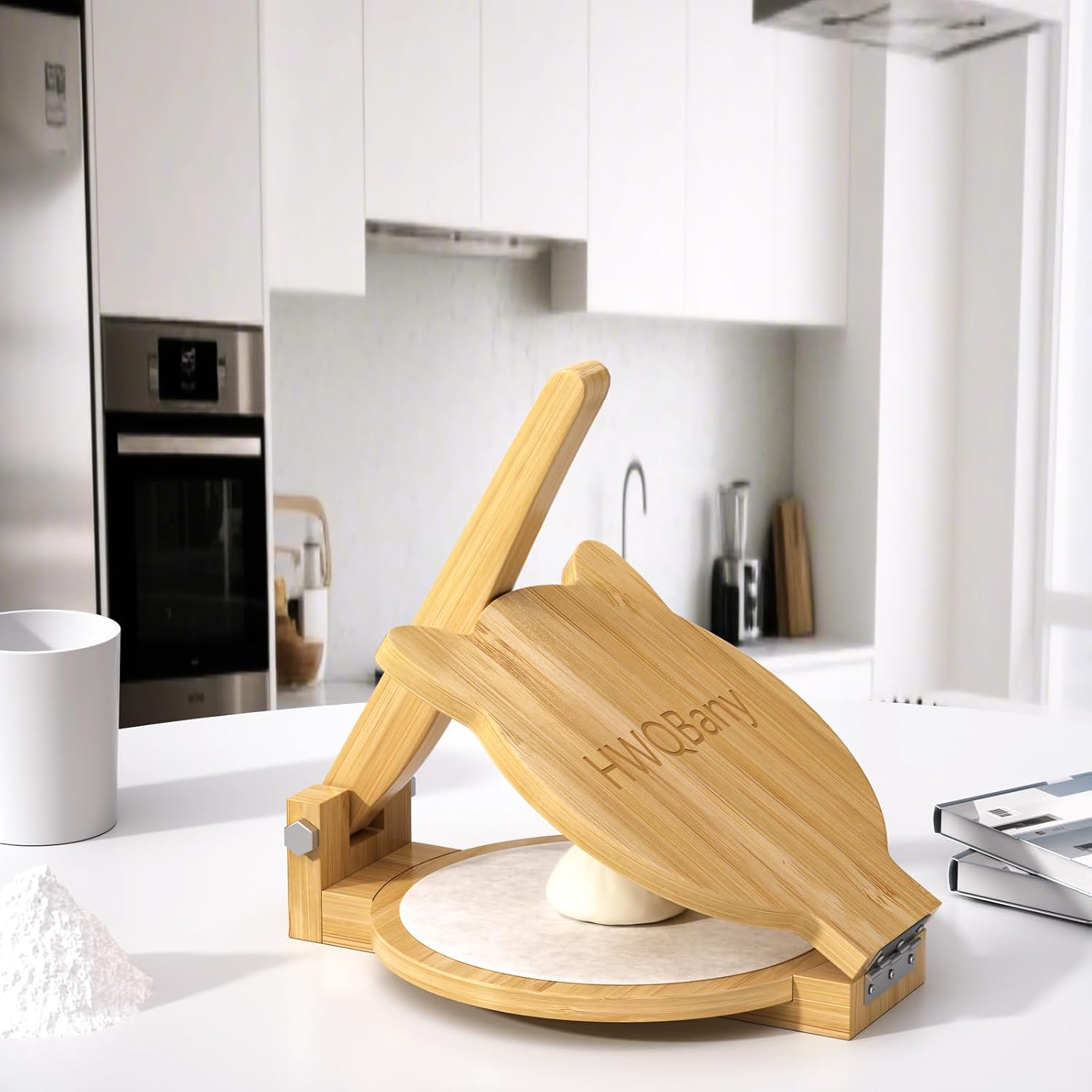 Tortilla Press, Wooden Tortilla Maker 10 Inch with 100 Parchment Paper, Traditional Tortilla Sope Maker, Wood Flour Tortilla Press for Mexican Tortillas Roti Burrito, Taco Pataconera