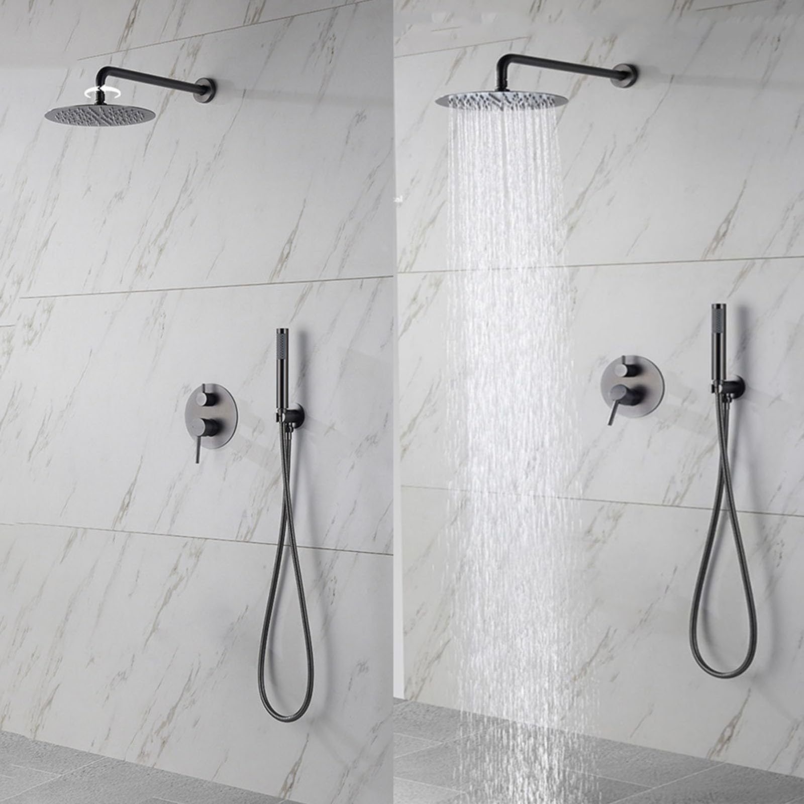 Conjunto de Ducha Empotrado con Rociador Ducha Efecto Lluvia Acero Inoxidable 25 cm Cromado