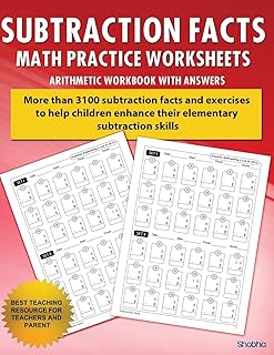 Subtraction Facts Math Practice Worksheet Arithmetic Workbook With Answers: Daily Practice guide for elementary students and other kids: Volume 1 (Elementary Subtraction Series)