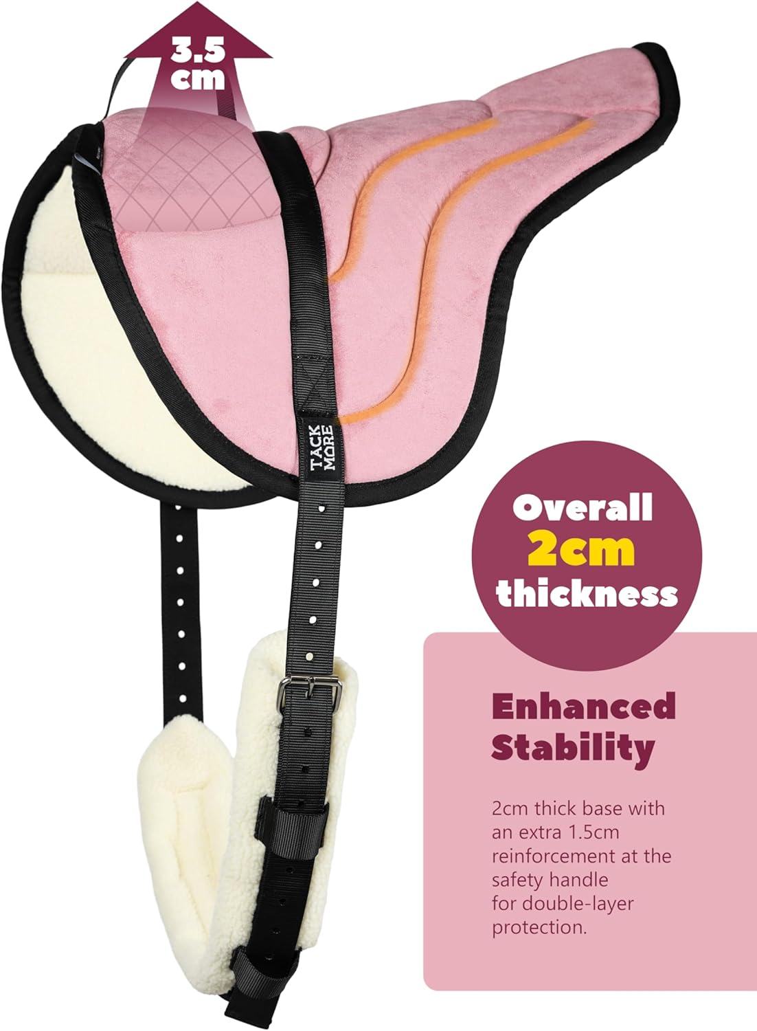 Tackmore Bareback Pad for Horses,Anti-Slip Bareback Saddle Pad with Thick Cushioning,Ergonomic Design for Comfortable Riding