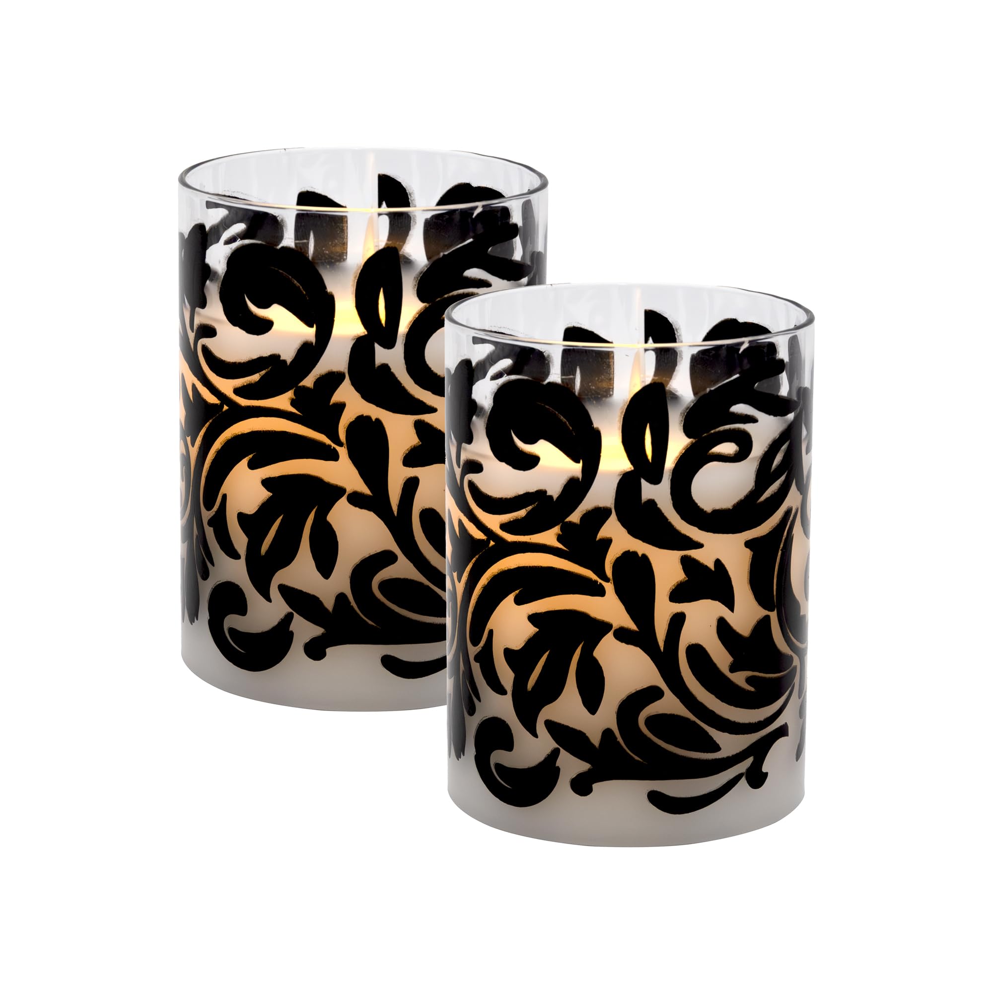 Velas LED de cristal parpadeantes a pilas decorativas estilo barroco negro juego de 2