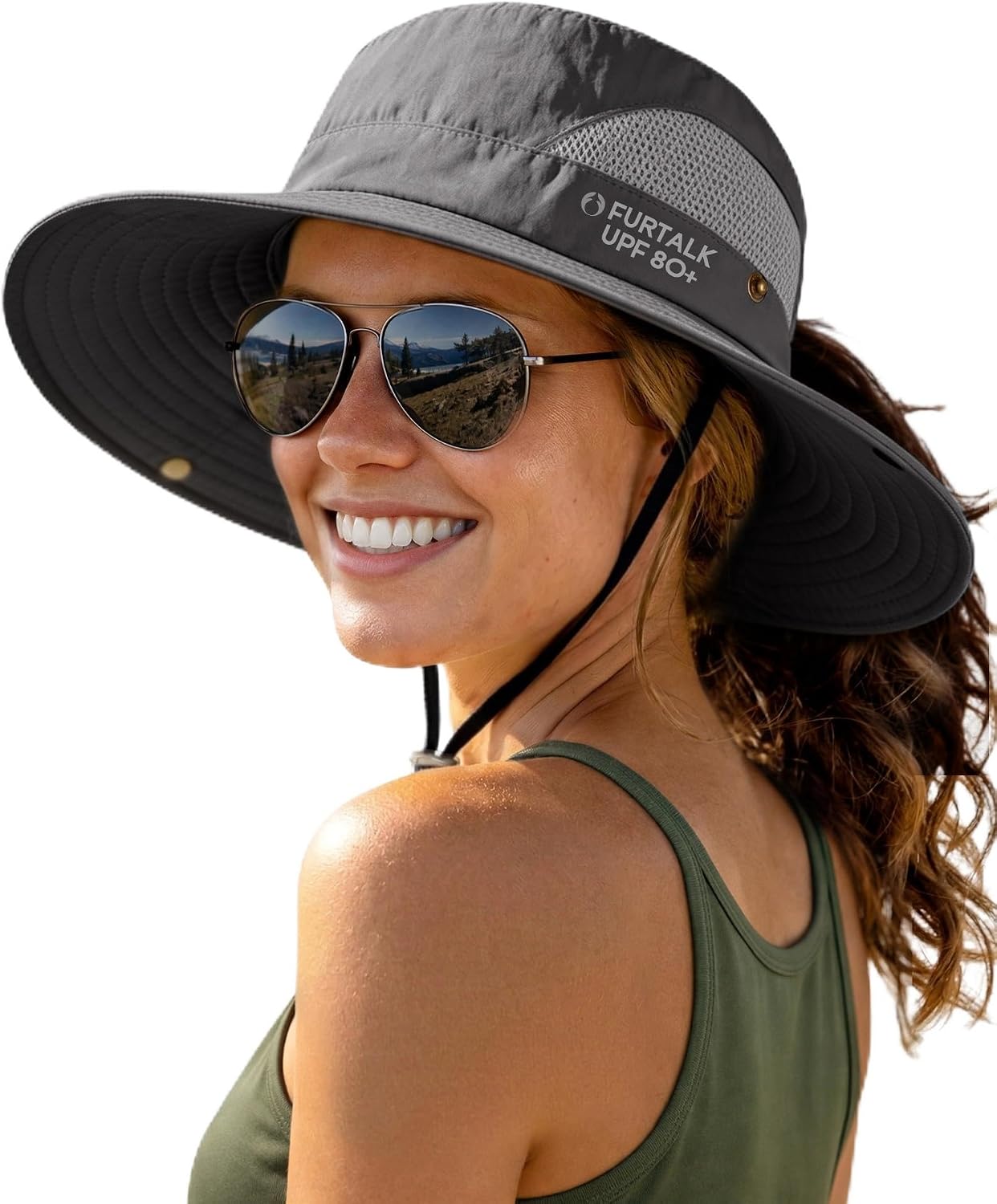 FURTALK Wide Brim Sun Hat with Ponytail Hole