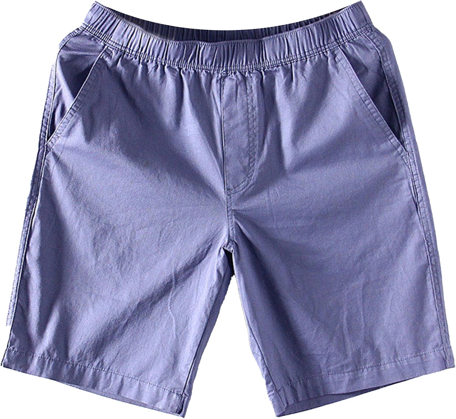 Men's Simple Casual Loose Elastic Waist Shorts Classic-Fit Cotton Elastic Waistband Shorts Basic Baggy Summer Short