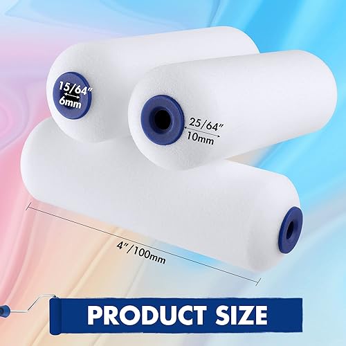 Miniatura 2 de WORKPRO Paquete de 12 rodillos de pintura de espuma de 4 pulgadas, kit de rodillos de pintura pequeños, mini rodillo de pintura para pintar paredes,