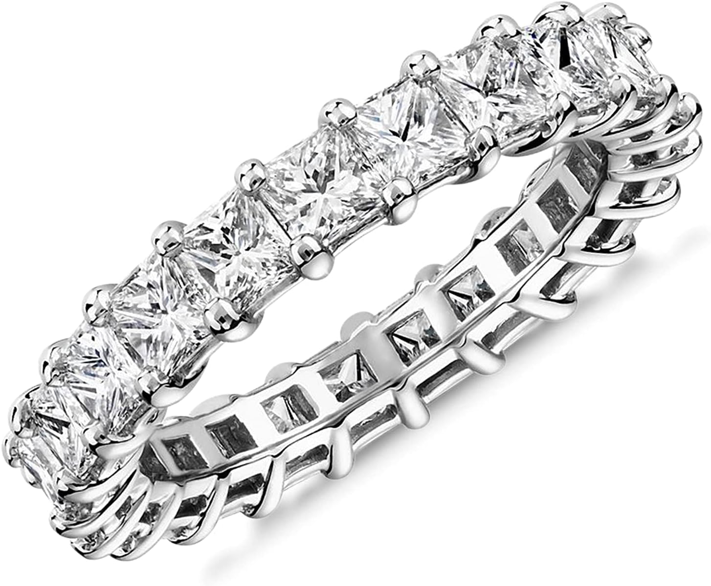 14K Gold Plated Rings with Cubic Zirconia Love and Stackable 3mm Princess Cut Rings for Women