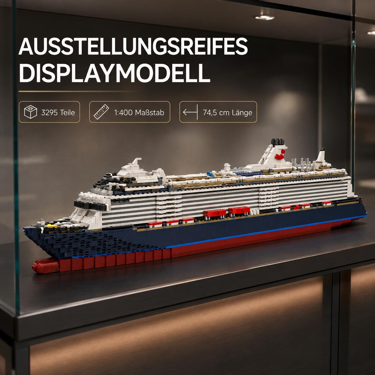 ToyGhillied Großes Kreuzfahrtschiff Modellbausatz, 1/400 Maßstab Mein Schiff Klemmbausteine Kompatibel mit Allen Großen Marken, Baukasten für Display oder Geschenk, MOC-174915 (3295PCS)