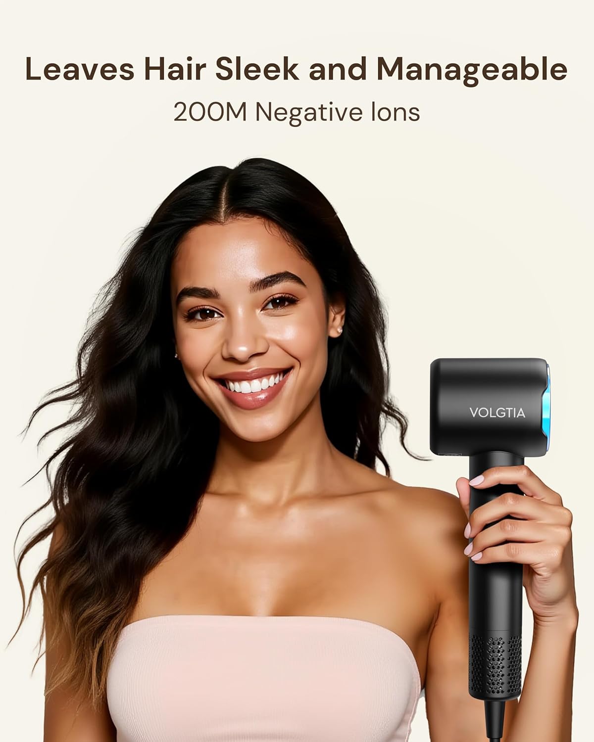 Hair Dryer Blow Dryer with Diffuser for Curly Hair, 110000 RPM Professional High Speed Ionic Hairdryer for Frizz Control, Ultra-Fast Drying, 6.5 ft ALCI Cord, Low Noise, Magnetic Attachments