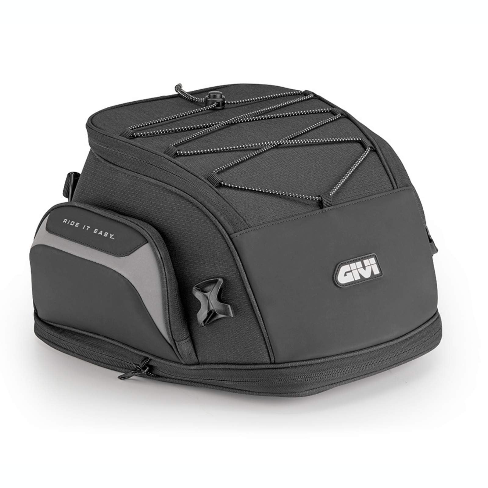 GIVI Borsa da Sella Moto EASY08 19-23L Estensibile con Copertura Antipioggia e Fissaggio a Cinghie - Nero