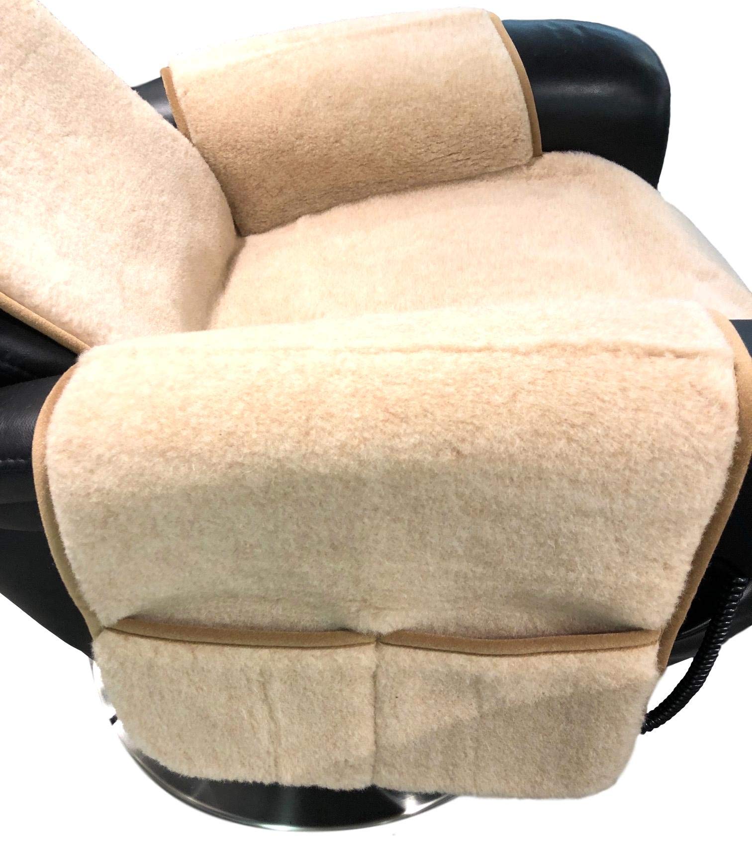 Sesselschoner Relaxsessel Alpaca mit Taschen und Befestigung Überwurf Sitzauflage 100% Wolle